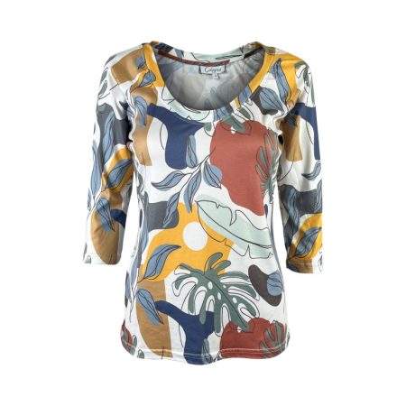 CALYPSO SCOOP NECK LEAF T-SHIRT
