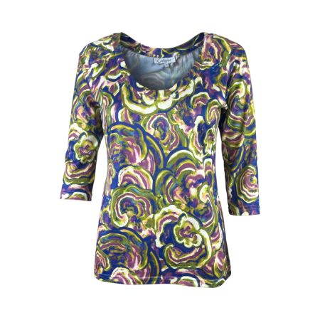 CALYPSO SCOOP NECK SPLAH FLORAL T-SHIRT