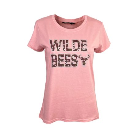 WILDEBEES VINTAGE DOTS TEE-BLUSH MELANGE