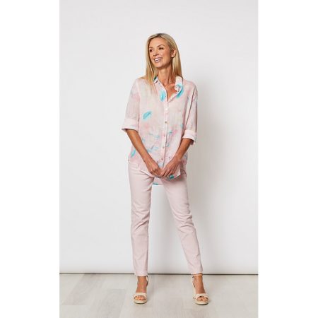GORDON SMITH FLORAL LINEN BLOUSE