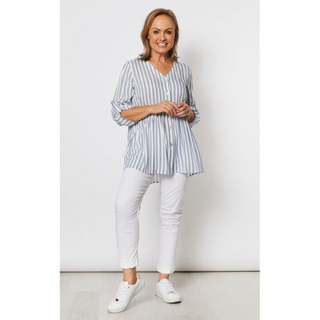THREADZ INDIGO STRIPE BLOUSE