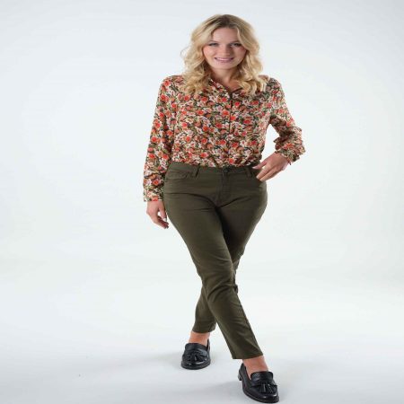 WANDA STRETCH COTTON DARK KHAKI PANTS